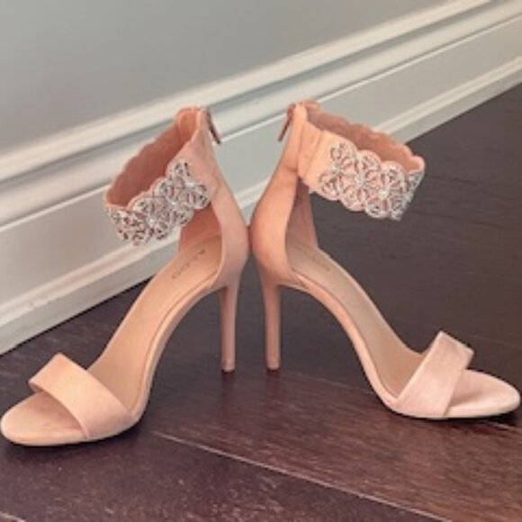 Aldo High Heel Shoes with Rhinestone Ankle Strap - Nude Colour -Size 5 - Picture 2 of 9